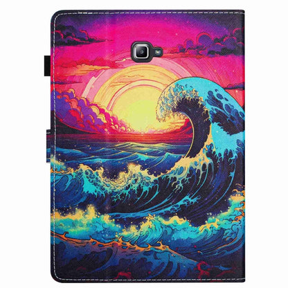 For Samsung Galaxy Tab A 10.1 T580 Painted Pattern Stitching Smart Leather Tablet Case(Waves) by bashfashion