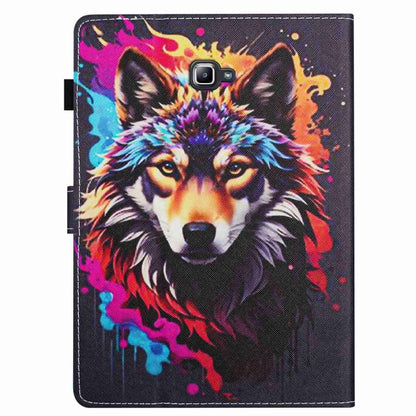 For Samsung Galaxy Tab A 10.1 T580 Painted Pattern Stitching Smart Leather Tablet Case(Colorful Wolf) by bashfashion