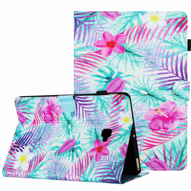 For Samsung Galaxy Tab A 10.1 T580 Painted Pattern Stitching Smart Leather Tablet Case(Bougainvillea) by bashfashion