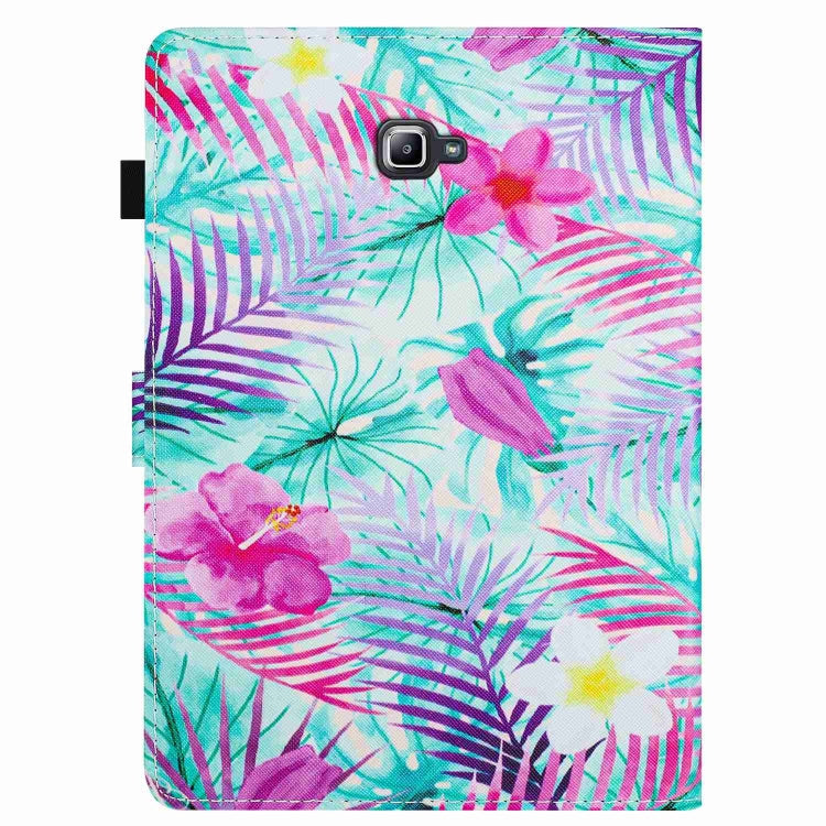 For Samsung Galaxy Tab A 10.1 T580 Painted Pattern Stitching Smart Leather Tablet Case(Bougainvillea) by bashfashion