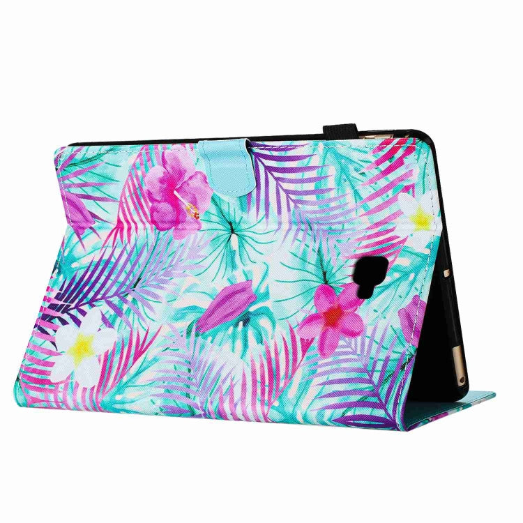 For Samsung Galaxy Tab A 10.1 T580 Painted Pattern Stitching Smart Leather Tablet Case(Bougainvillea) by bashfashion