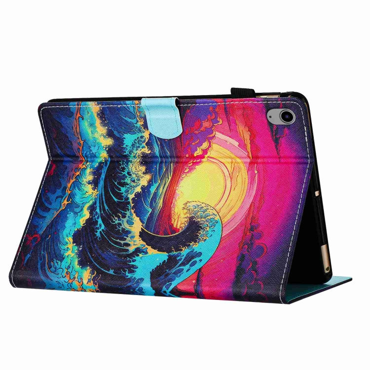 For iPad 2025 / 2022 Painted Pattern Stitching Smart Leather Tablet Case(Waves) by bashfashion