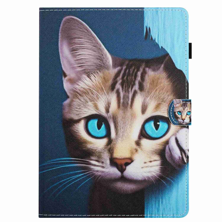 For iPad 11 Pro 2024 / 2020 / Air 4 10.9 Painted Pattern Stitching Smart Leather Tablet Case(Blue Cat) by bashfashion