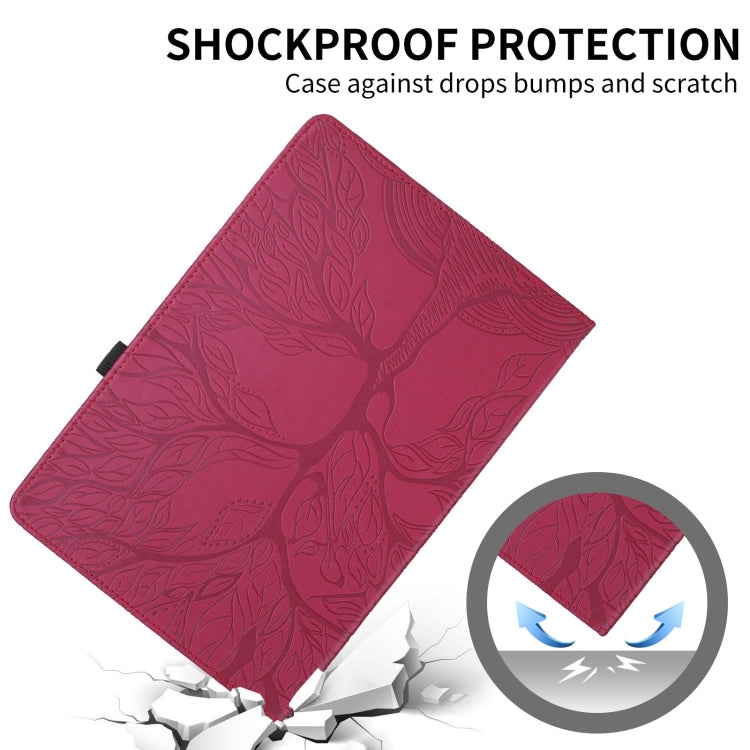 For Xiaomi Pad 6 Max 2023 Tree Life Embossed Rotation Leather Tablet Case(Red) by bashfashion