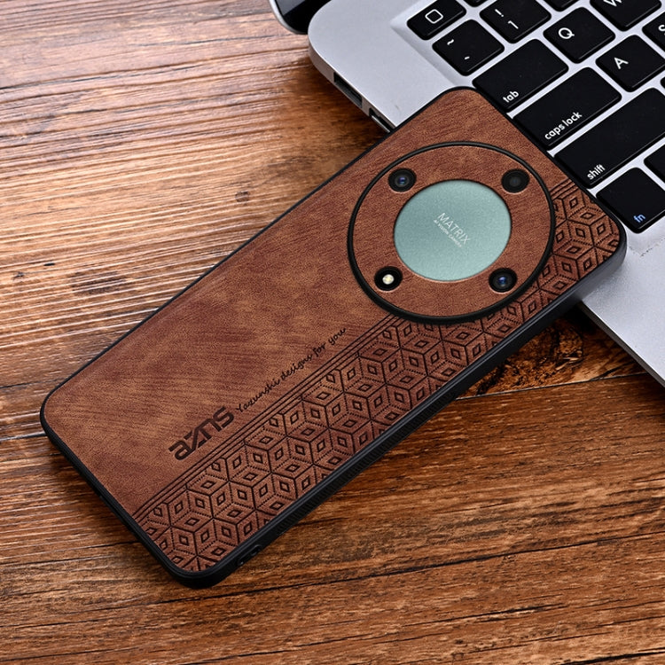 For Honor X9a AZNS 3D Embossed Skin Feel Phone Case(Brown) by AZNS