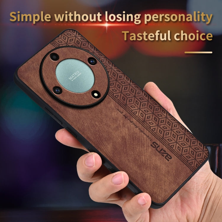 For Honor X9a AZNS 3D Embossed Skin Feel Phone Case(Brown) by AZNS