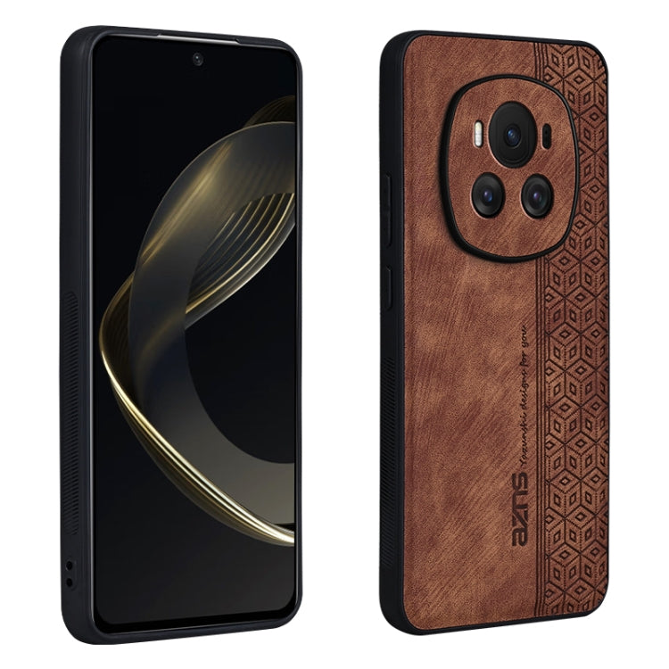 For Honor Magic6 AZNS 3D Embossed Skin Feel Phone Case(Brown) by AZNS