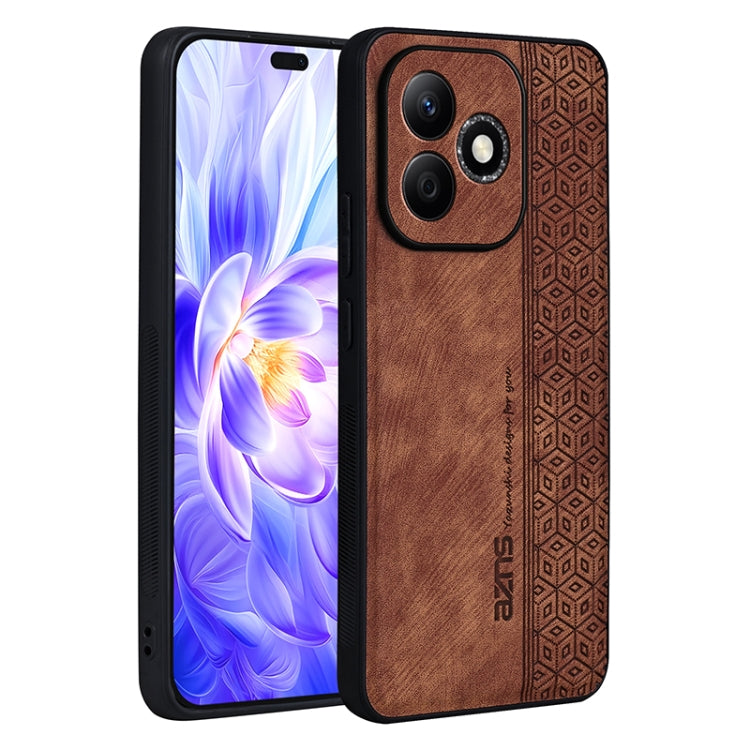 For Honor X60i AZNS 3D Embossed Skin Feel Phone Case(Brown) by AZNS
