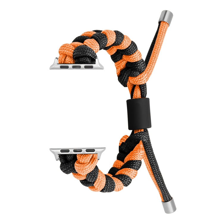 For Apple Watch Ultra 2 49mm Paracord Fishtail Braided Silicone Bead Watch Band(Black Orange) by bashfashion