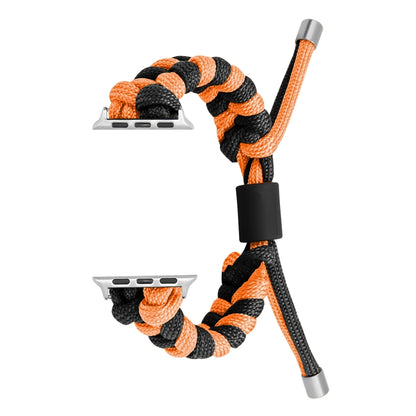 For Apple Watch Ultra 2 49mm Paracord Fishtail Braided Silicone Bead Watch Band(Black Orange) by bashfashion