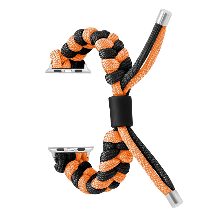For Apple Watch Ultra 2 49mm Paracord Fishtail Braided Silicone Bead Watch Band(Black Orange) by bashfashion