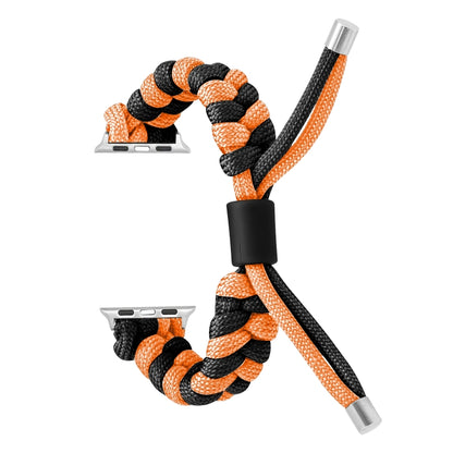 For Apple Watch Ultra 2 49mm Paracord Fishtail Braided Silicone Bead Watch Band(Black Orange) by bashfashion