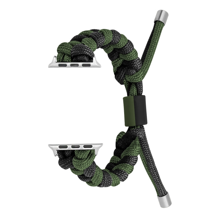 For Apple Watch Ultra 2 49mm Paracord Fishtail Braided Silicone Bead Watch Band(Black Army Green) by bashfashion