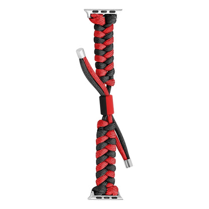 For Apple Watch Ultra 2 49mm Paracord Fishtail Braided Silicone Bead Watch Band(Black Red) by bashfashion