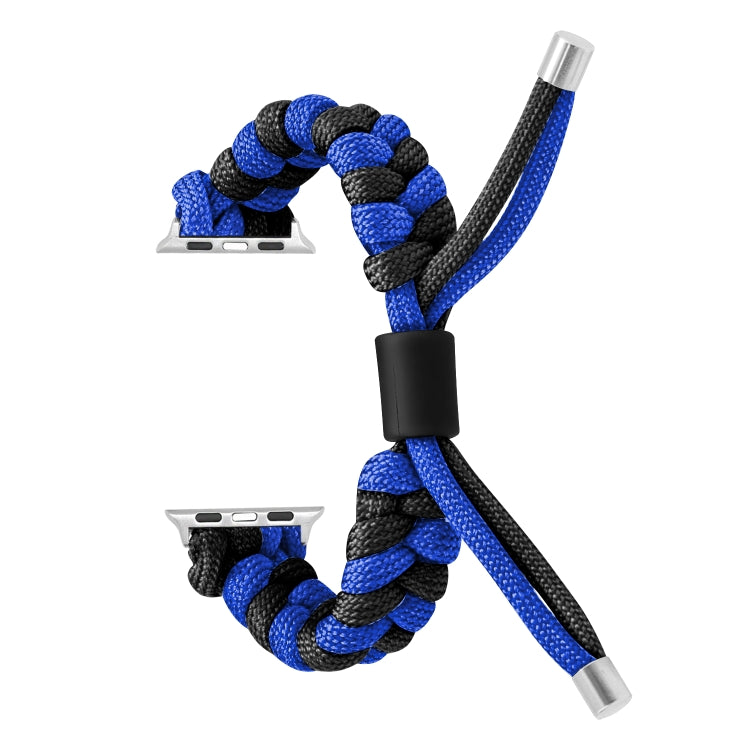 For Apple Watch Ultra 2 49mm Paracord Fishtail Braided Silicone Bead Watch Band(Black Blue) by bashfashion