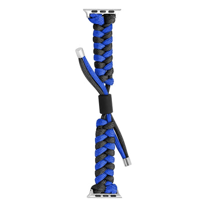 For Apple Watch Ultra 2 49mm Paracord Fishtail Braided Silicone Bead Watch Band(Black Blue) by bashfashion