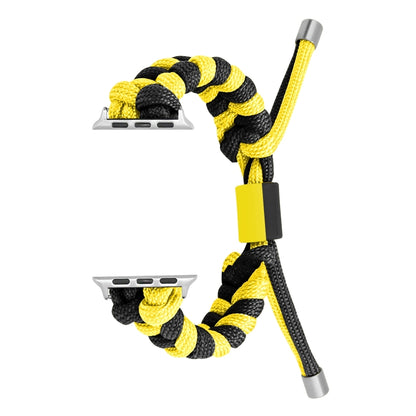 For Apple Watch Ultra 2 49mm Paracord Fishtail Braided Silicone Bead Watch Band(Black Yellow) by bashfashion