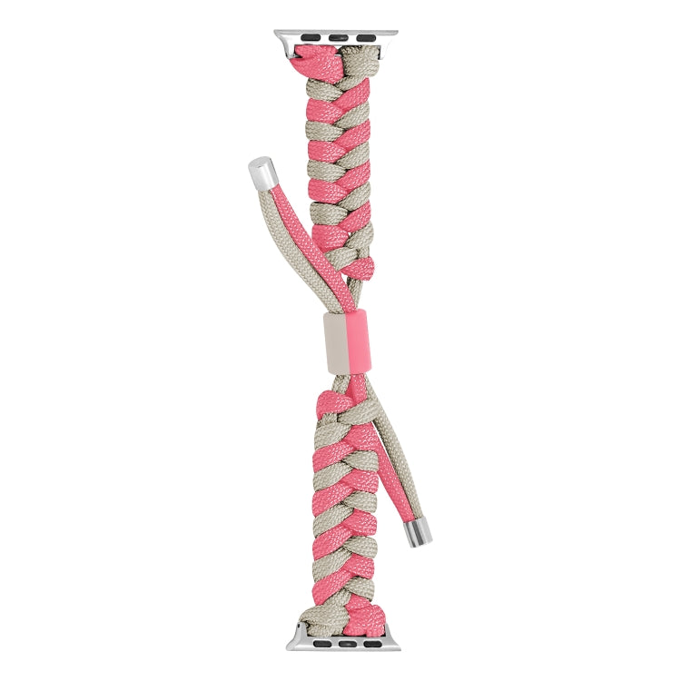 For Apple Watch Ultra 2 49mm Paracord Fishtail Braided Silicone Bead Watch Band(Pink Grey) by bashfashion