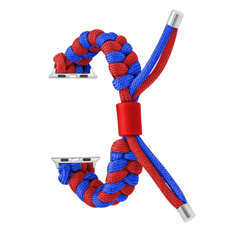 For Apple Watch Ultra 2 49mm Paracord Fishtail Braided Silicone Bead Watch Band(Blue Red) by bashfashion