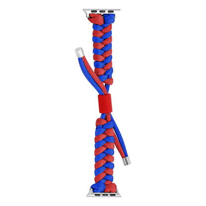 For Apple Watch Ultra 2 49mm Paracord Fishtail Braided Silicone Bead Watch Band(Blue Red) by bashfashion
