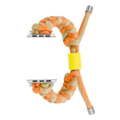 For Apple Watch Ultra 2 49mm Paracord Fishtail Braided Silicone Bead Watch Band(Orange Yellow) by bashfashion