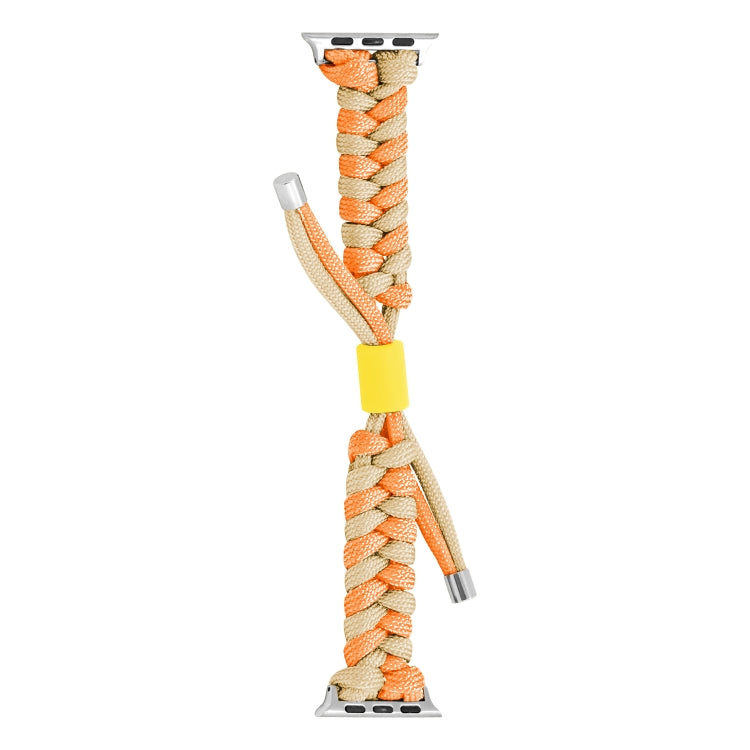 For Apple Watch Ultra 2 49mm Paracord Fishtail Braided Silicone Bead Watch Band(Orange Yellow) by bashfashion