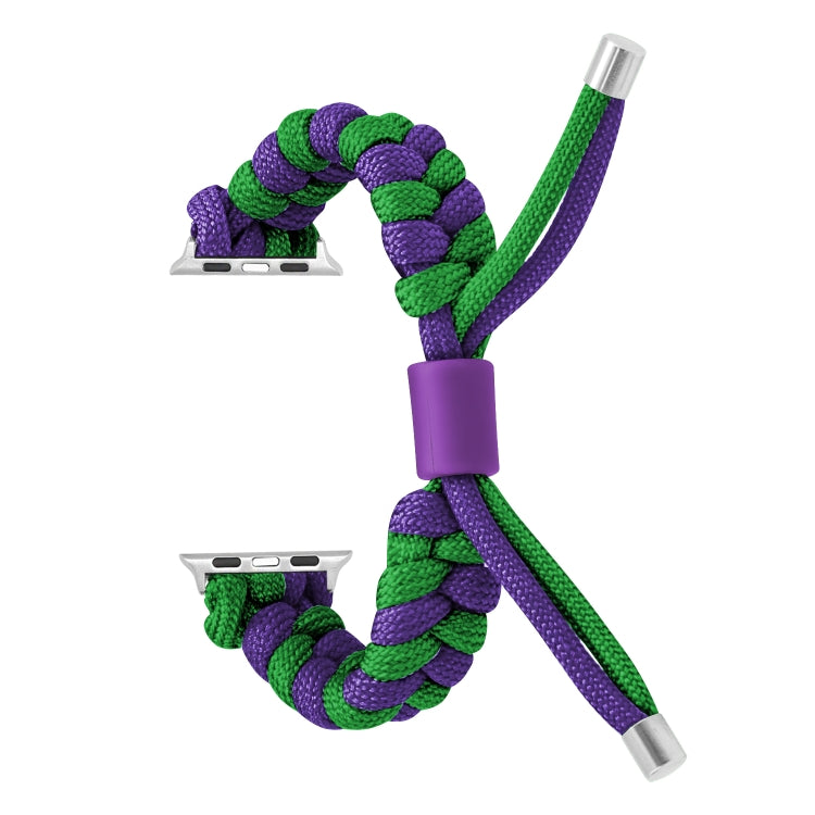 For Apple Watch Ultra 2 49mm Paracord Fishtail Braided Silicone Bead Watch Band(Dark Purple Green) by bashfashion