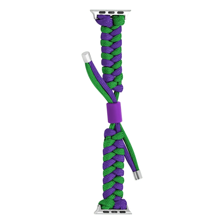 For Apple Watch Ultra 2 49mm Paracord Fishtail Braided Silicone Bead Watch Band(Dark Purple Green) by bashfashion