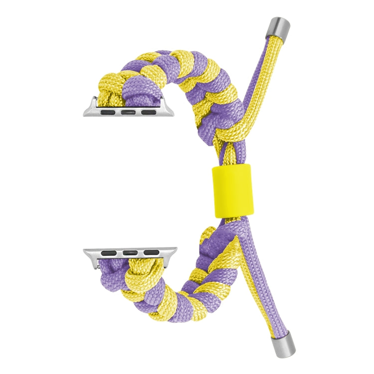 For Apple Watch Ultra 2 49mm Paracord Fishtail Braided Silicone Bead Watch Band(Purple Yellow) by bashfashion