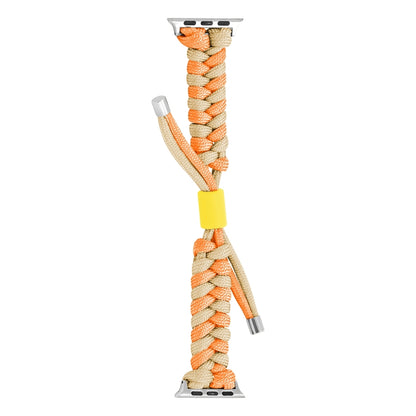 For Apple Watch Series 9 41mm Paracord Fishtail Braided Silicone Bead Watch Band(Orange Yellow) by bashfashion
