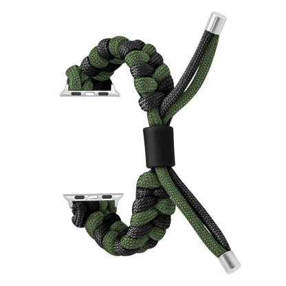 For Apple Watch Ultra 49mm Paracord Fishtail Braided Silicone Bead Watch Band(Black Army Green) by bashfashion