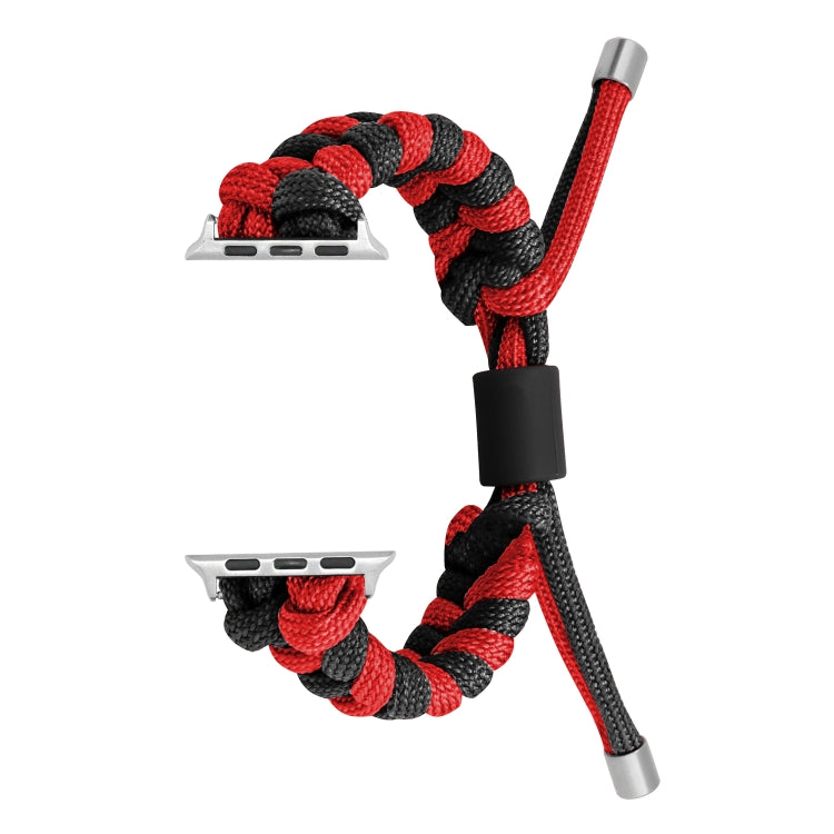 For Apple Watch Ultra 49mm Paracord Fishtail Braided Silicone Bead Watch Band(Black Red) by bashfashion
