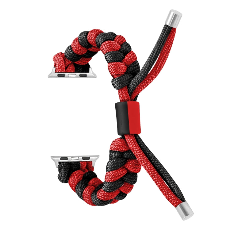 For Apple Watch Ultra 49mm Paracord Fishtail Braided Silicone Bead Watch Band(Black Red) by bashfashion
