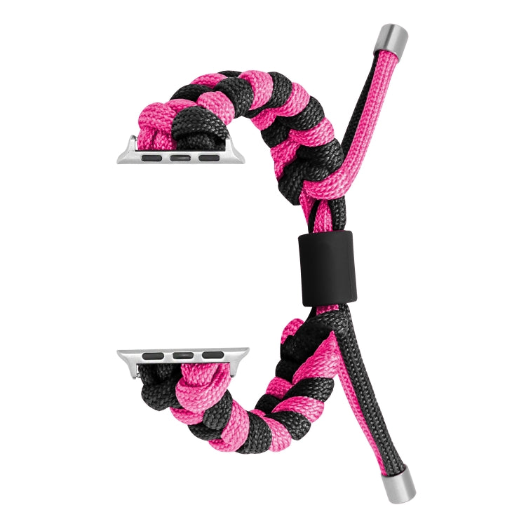 For Apple Watch Ultra 49mm Paracord Fishtail Braided Silicone Bead Watch Band(Black Rose Red) by bashfashion
