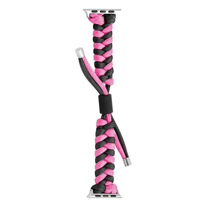 For Apple Watch Ultra 49mm Paracord Fishtail Braided Silicone Bead Watch Band(Black Rose Red) by bashfashion