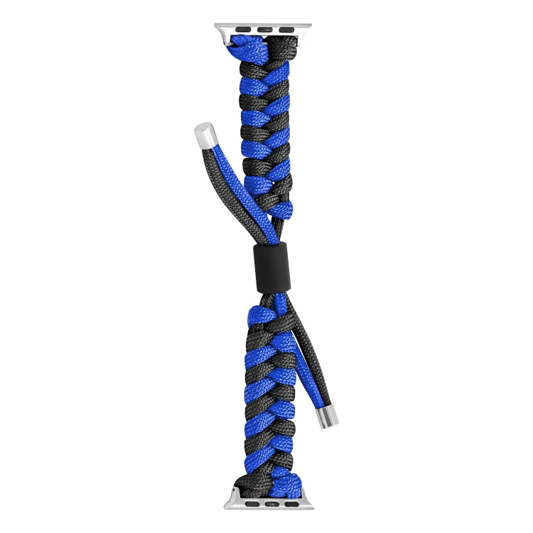 For Apple Watch Ultra 49mm Paracord Fishtail Braided Silicone Bead Watch Band(Black Blue) by bashfashion