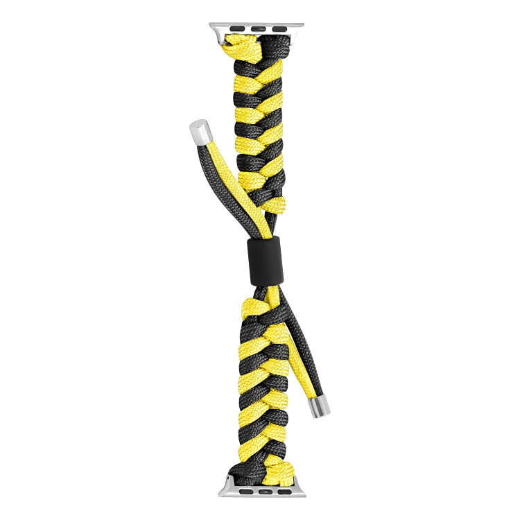 For Apple Watch Ultra 49mm Paracord Fishtail Braided Silicone Bead Watch Band(Black Yellow) by bashfashion