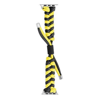 For Apple Watch Ultra 49mm Paracord Fishtail Braided Silicone Bead Watch Band(Black Yellow) by bashfashion