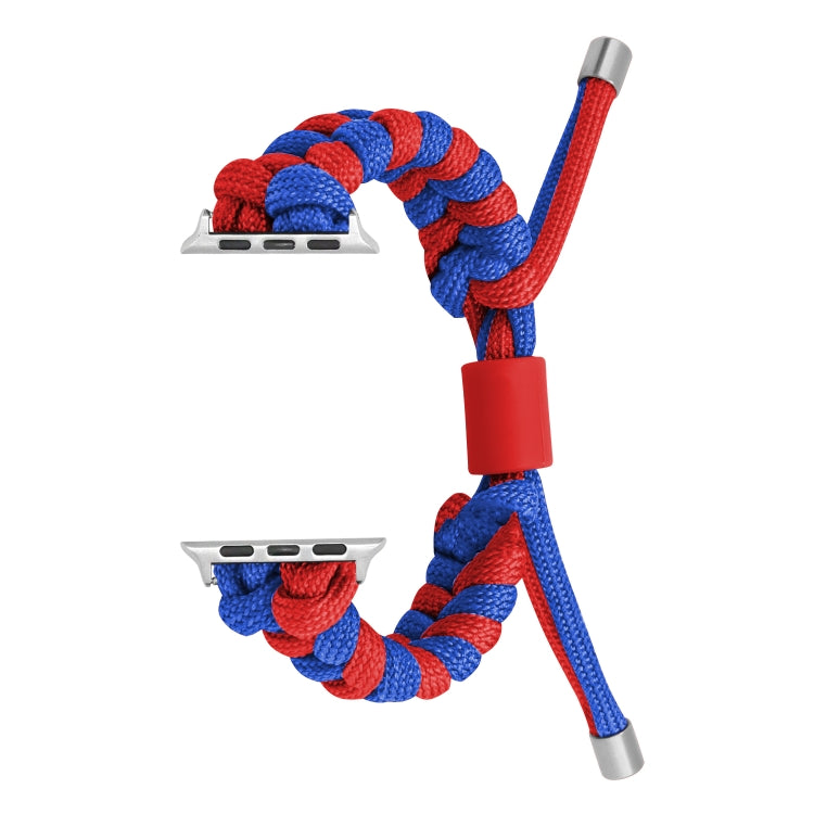 For Apple Watch Ultra 49mm Paracord Fishtail Braided Silicone Bead Watch Band(Blue Red) by bashfashion