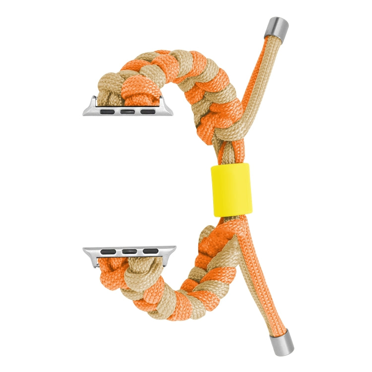 For Apple Watch Ultra 49mm Paracord Fishtail Braided Silicone Bead Watch Band(Orange Yellow) by bashfashion