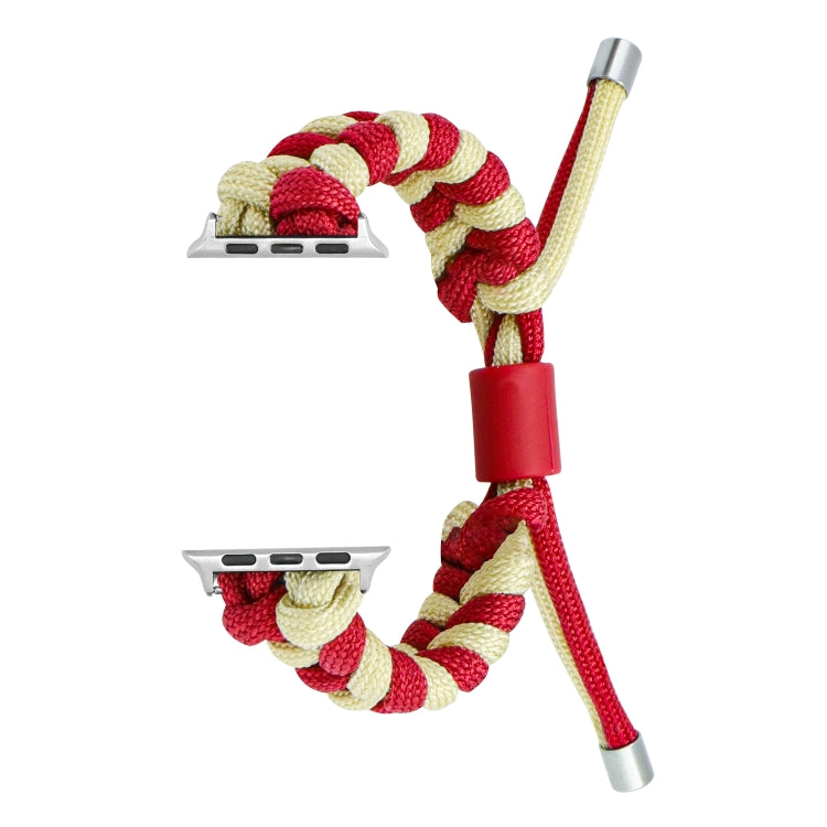 For Apple Watch Ultra 49mm Paracord Fishtail Braided Silicone Bead Watch Band(Red Light Yellow) by bashfashion