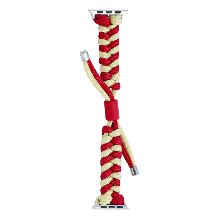 For Apple Watch Ultra 49mm Paracord Fishtail Braided Silicone Bead Watch Band(Red Light Yellow) by bashfashion