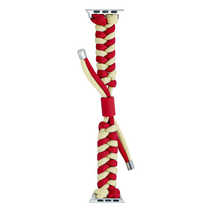 For Apple Watch Ultra 49mm Paracord Fishtail Braided Silicone Bead Watch Band(Red Light Yellow) by bashfashion