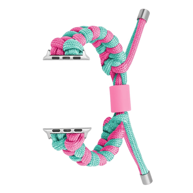 For Apple Watch Ultra 49mm Paracord Fishtail Braided Silicone Bead Watch Band(Rose Red Green) by bashfashion