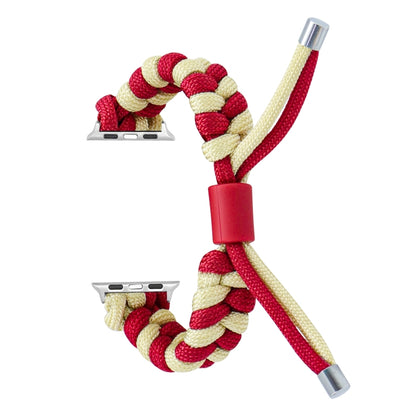 For Apple Watch Series 8 41mm Paracord Fishtail Braided Silicone Bead Watch Band(Red Light Yellow) by bashfashion