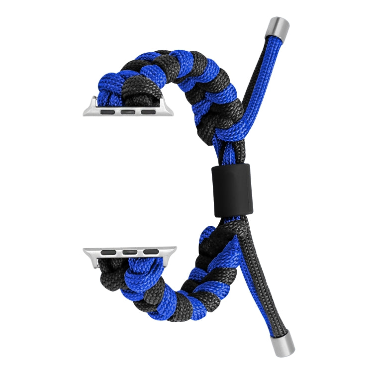 For Apple Watch Series 8 45mm Paracord Fishtail Braided Silicone Bead Watch Band(Black Blue) by bashfashion