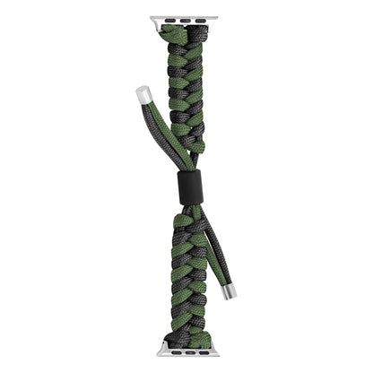 For Apple Watch SE 2022 40mm Paracord Fishtail Braided Silicone Bead Watch Band(Black Army Green) by bashfashion