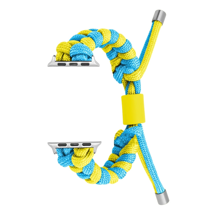 For Apple Watch SE 2022 40mm Paracord Fishtail Braided Silicone Bead Watch Band(Light Blue Yellow) by bashfashion