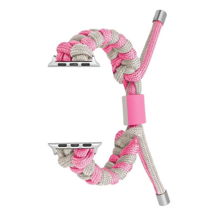 For Apple Watch SE 2022 40mm Paracord Fishtail Braided Silicone Bead Watch Band(Pink Grey) by bashfashion