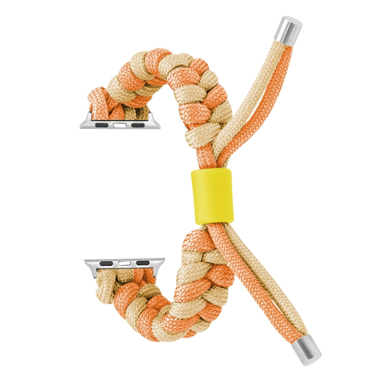 For Apple Watch SE 2022 44mm Paracord Fishtail Braided Silicone Bead Watch Band(Orange Yellow) by bashfashion